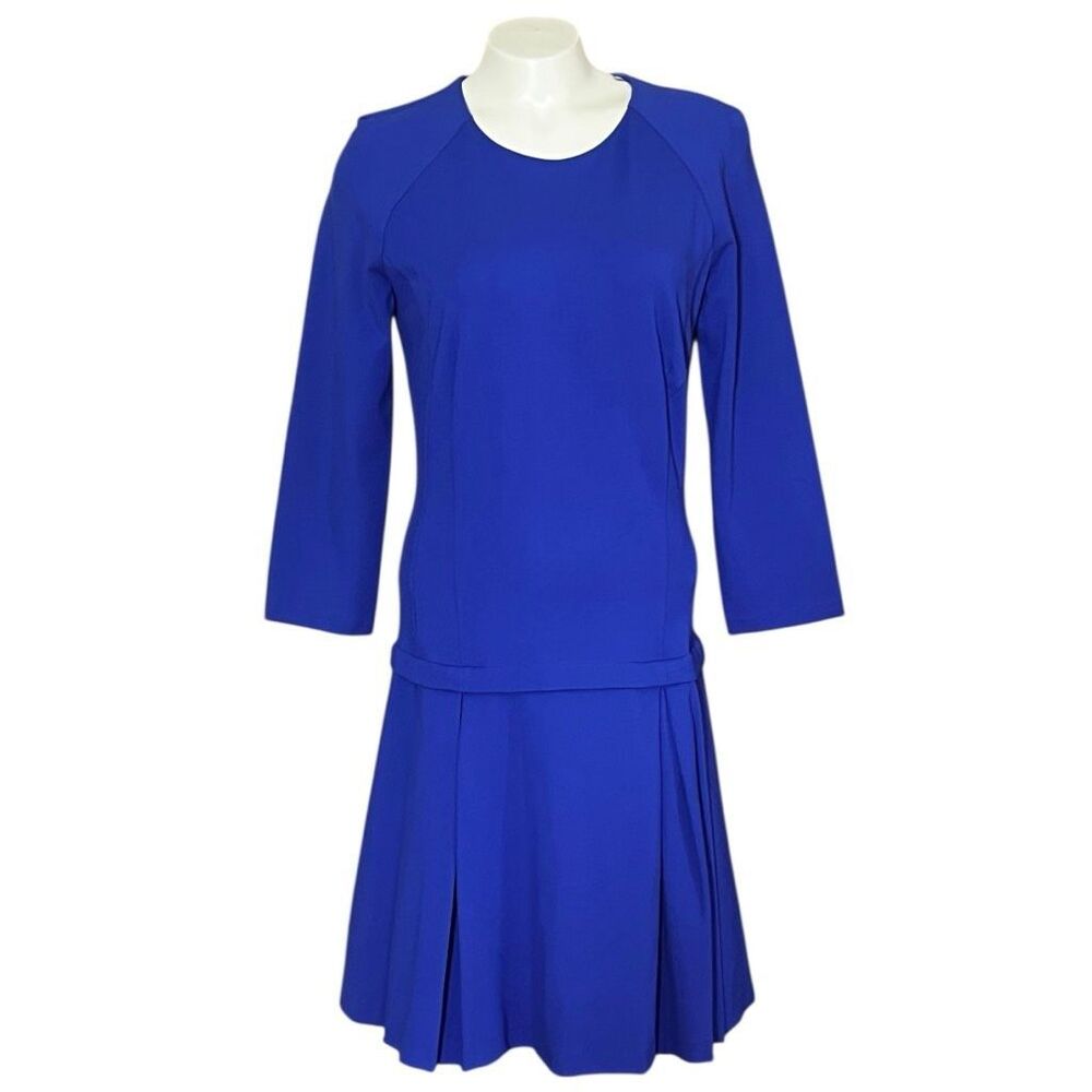 Badgley Mishcka Blue Drop Waist Long Sleeve Dress Sz 12 - Picture 2 of 10